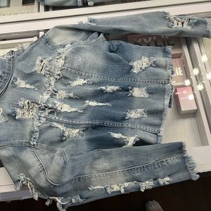 Cello Fitted denim jacket with distressing Size M